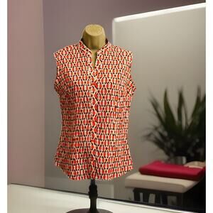 EAST 5th Top Womens S Crinkle Floral Multicolor V-neck Lightweight Sleeveless